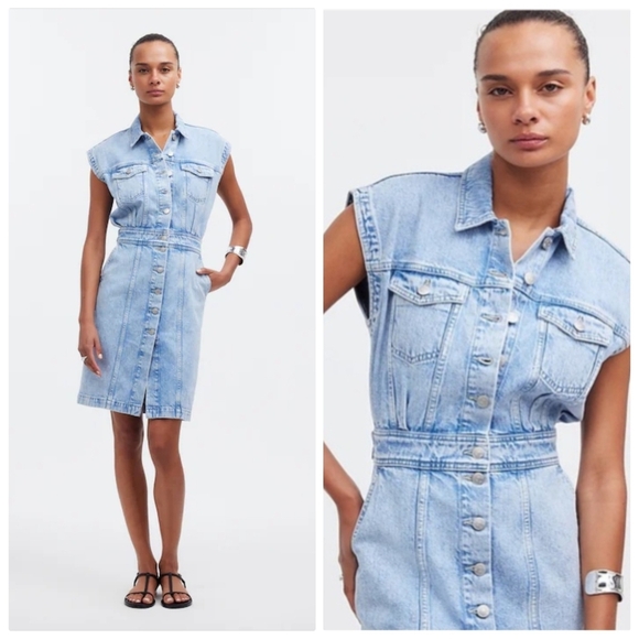 Madewell Dresses & Skirts - Madewell Denim Cap Sleeve Shirtdress in Aquino Wash Blue Jean  NR022 Size 16